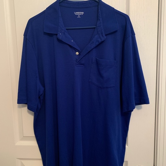 Lands End Pima Cotton Vibrant Blue Polo Shirt XL - Picture 2 of 4